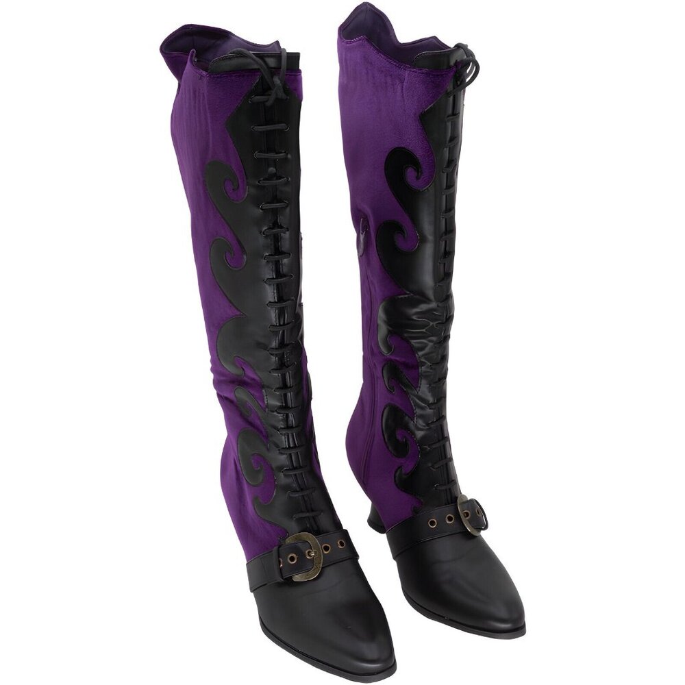Ellie Shoes Purple and Black Knee-High Heeled Boots
